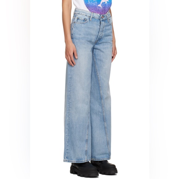 NWT Ganni Light Blue Wide-Leg Women Jeans Size 26 - Picture 3 of 4